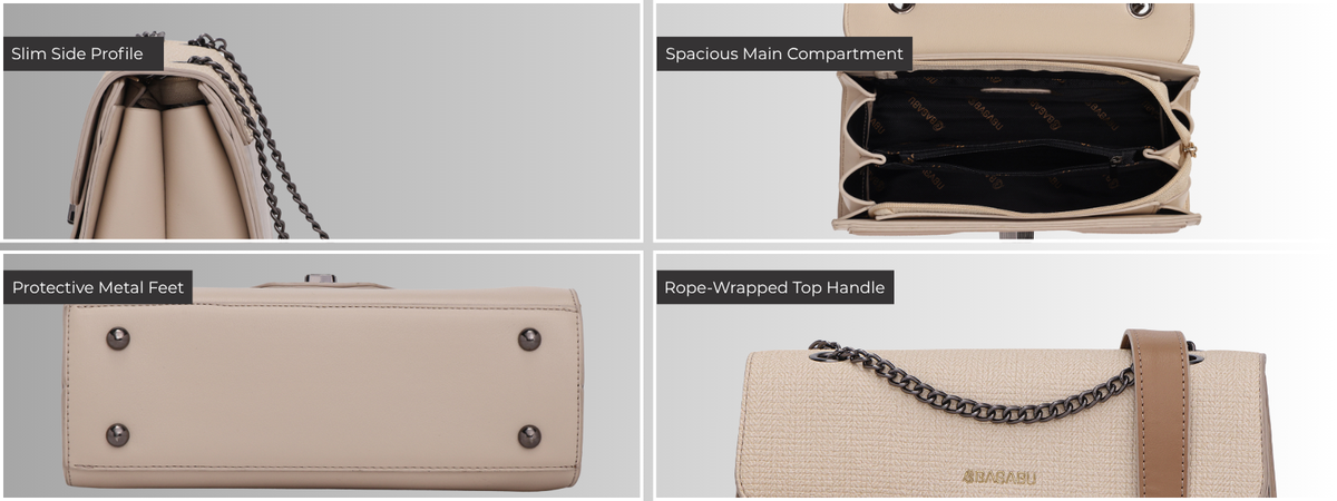 Bagabu Elegance Chain Shoulder Bag for Women (Beige)