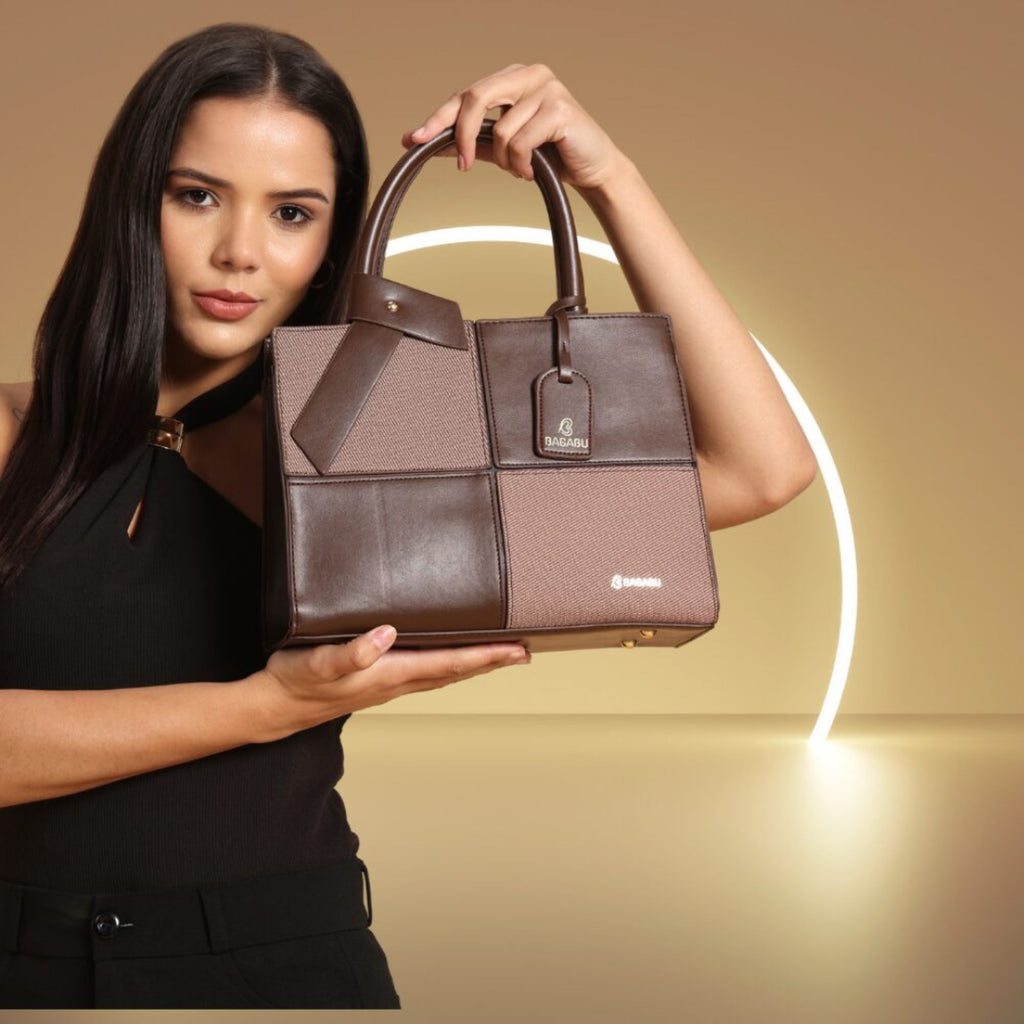Quadra Luxe Premium Vegan Leather Tote Set (brown)