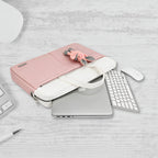 Apex PU Leather Laptop Bag with Strap (Pink & White)