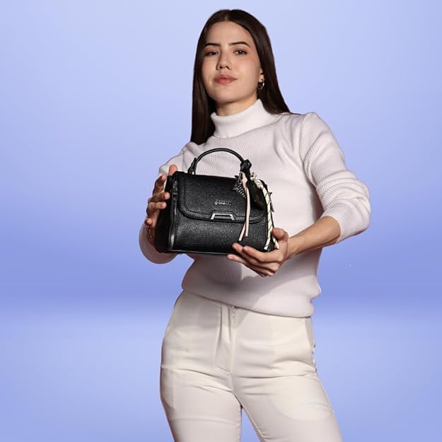 Xena mini Premium vegan leather handbag (dark black)