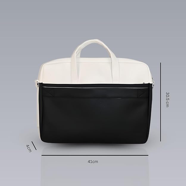 Apex PU Leather Laptop Bag with Strap (Black)