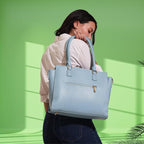 Nova Vegan Leather Laptop Work Bag (Sky Blue)