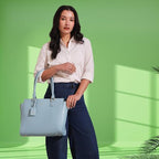 Nova Vegan Leather Laptop Work Bag (Sky Blue)
