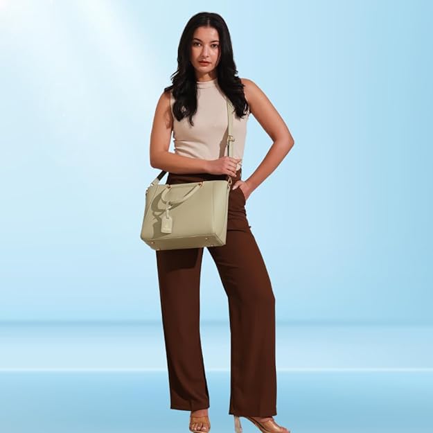 Verona Structured Vegan Leather Work Bag (Pastel Green)