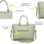 Verona Structured Vegan Leather Work Bag (Pastel Green)