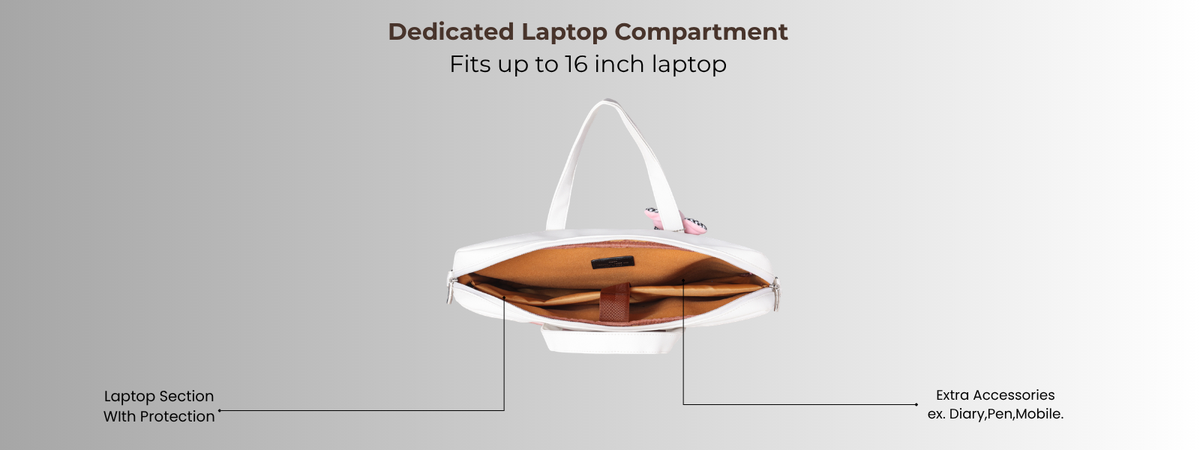 Bagabu Professional Laptop Tote Bag for Men & Women (Pink & White)