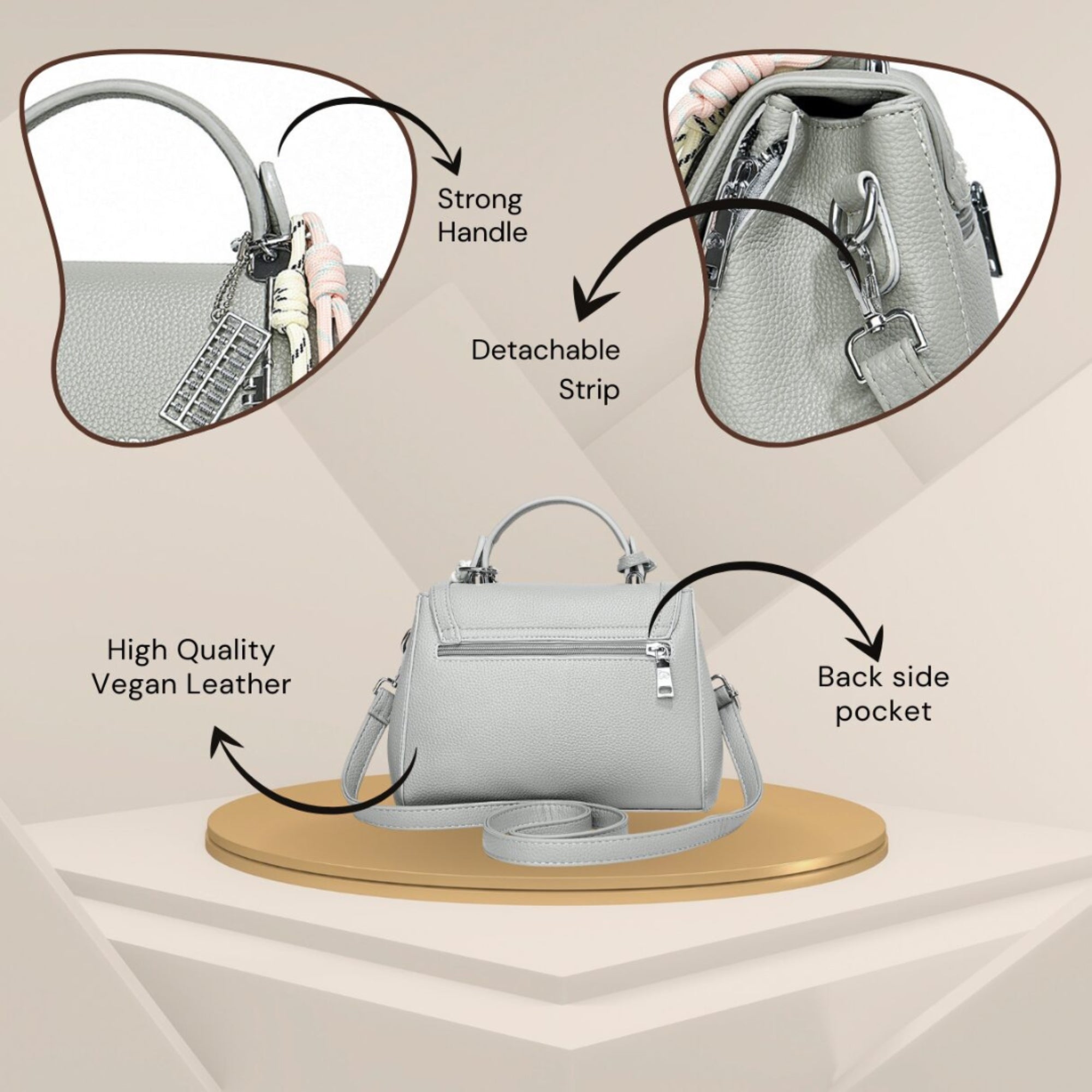 Xena mini Premium vegan leather handbag (grey)