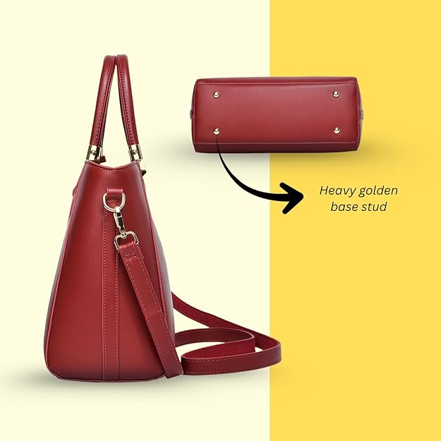 Verona Structured Vegan Leather Work Bag (Red)