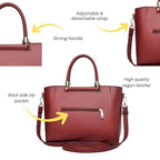 Verona Structured Vegan Leather Work Bag (Red)