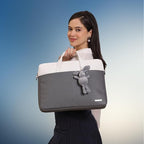 Apex PU Leather Laptop Bag with Strap (Gray& White)