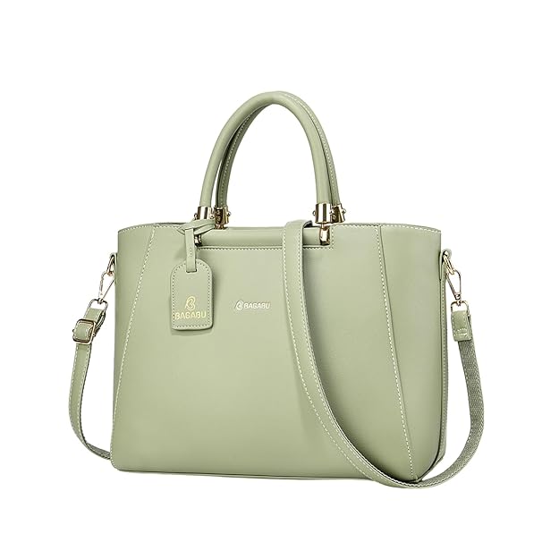 Verona Structured Vegan Leather Work Bag (Pastel Green)