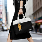 Apex PU Leather Laptop Bag with Strap (Black)
