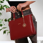 Verona Structured Vegan Leather Work Bag (Red)