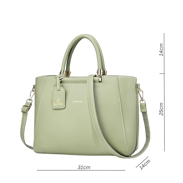 Verona Structured Vegan Leather Work Bag (Pastel Green)
