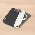 Apex PU Leather Laptop Bag with Strap (Gray& White)