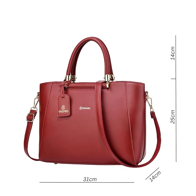 Verona Structured Vegan Leather Work Bag (Red)