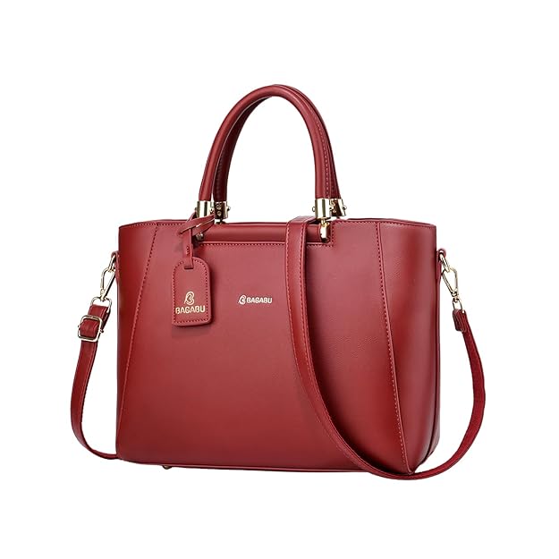 Verona Structured Vegan Leather Work Bag (Red)