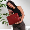 Verona Structured Vegan Leather Work Bag (Red)