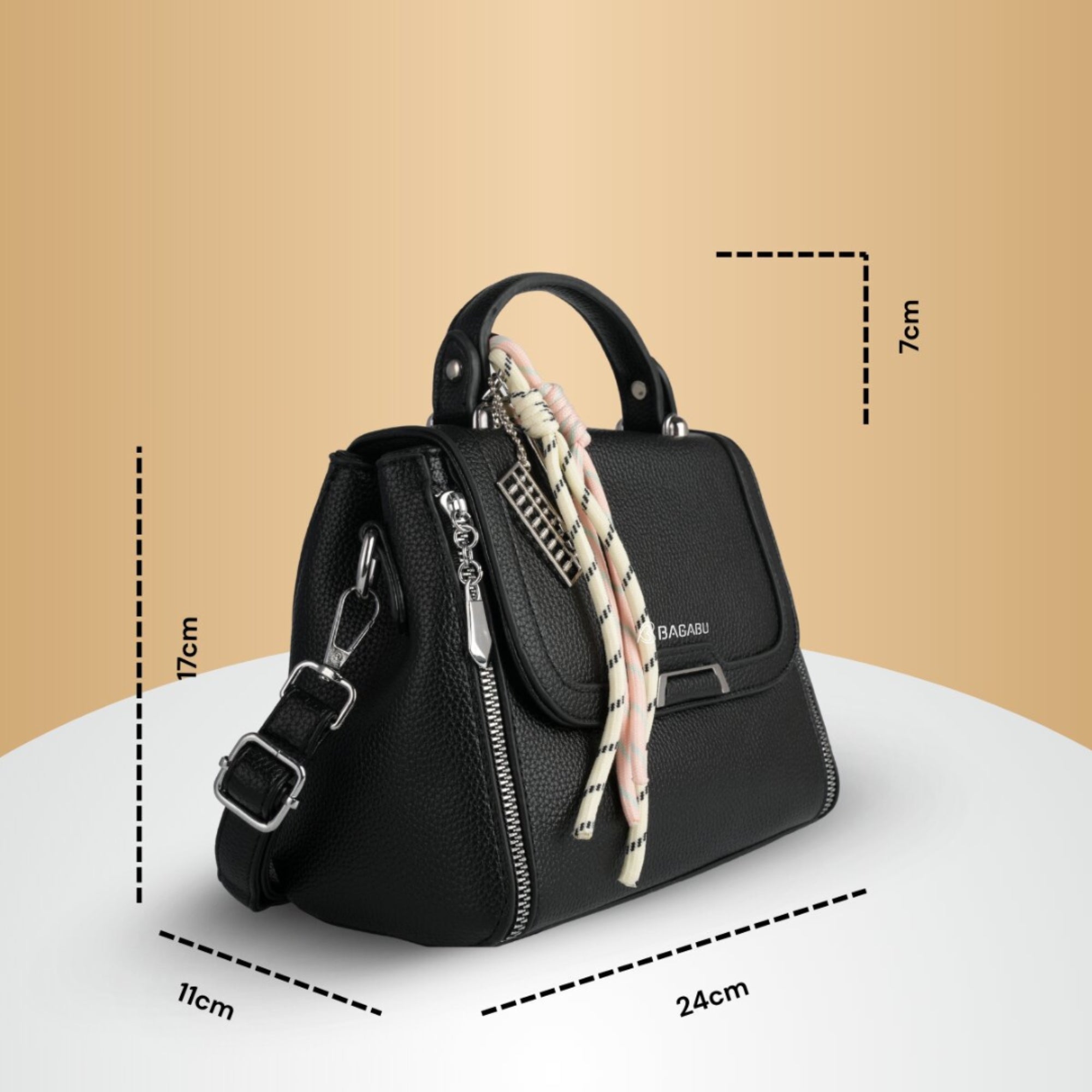 Xena mini Premium vegan leather handbag (dark black)