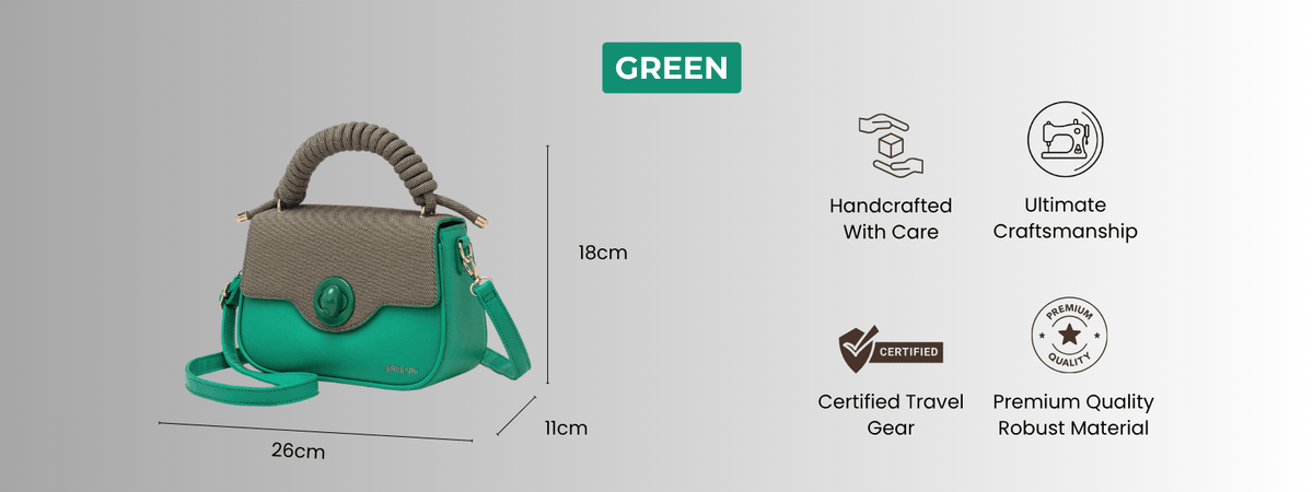 Bagabu Luxe Rope Handle Satchel Bag with Wallet (Green)