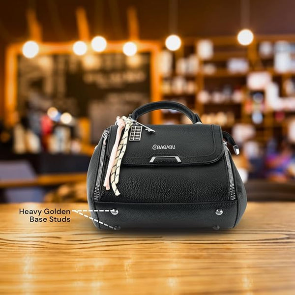 Xena mini Premium vegan leather handbag (dark black)