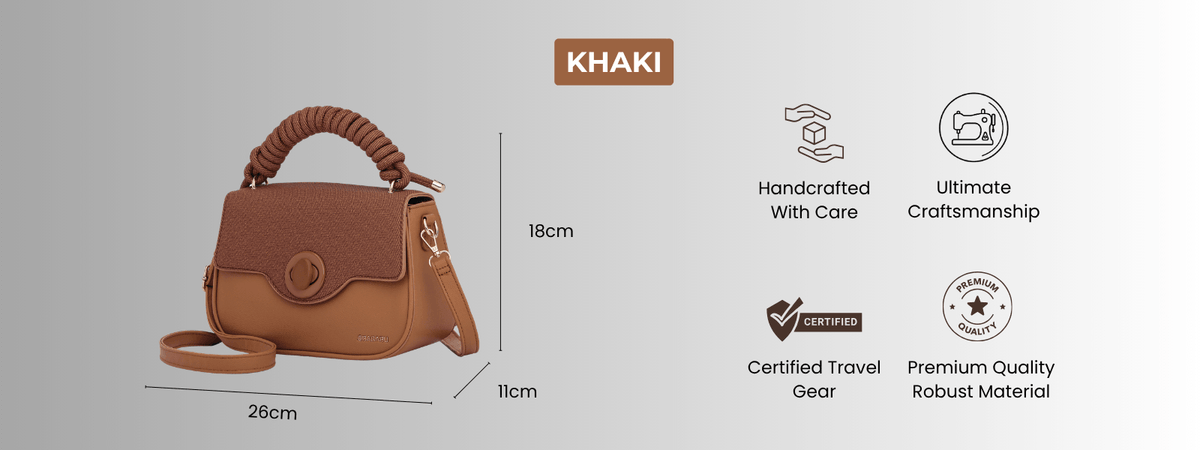 Bagabu Luxe Rope Handle Satchel Bag with Wallet (Khaki)