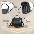 Xena mini Premium vegan leather handbag (dark black)