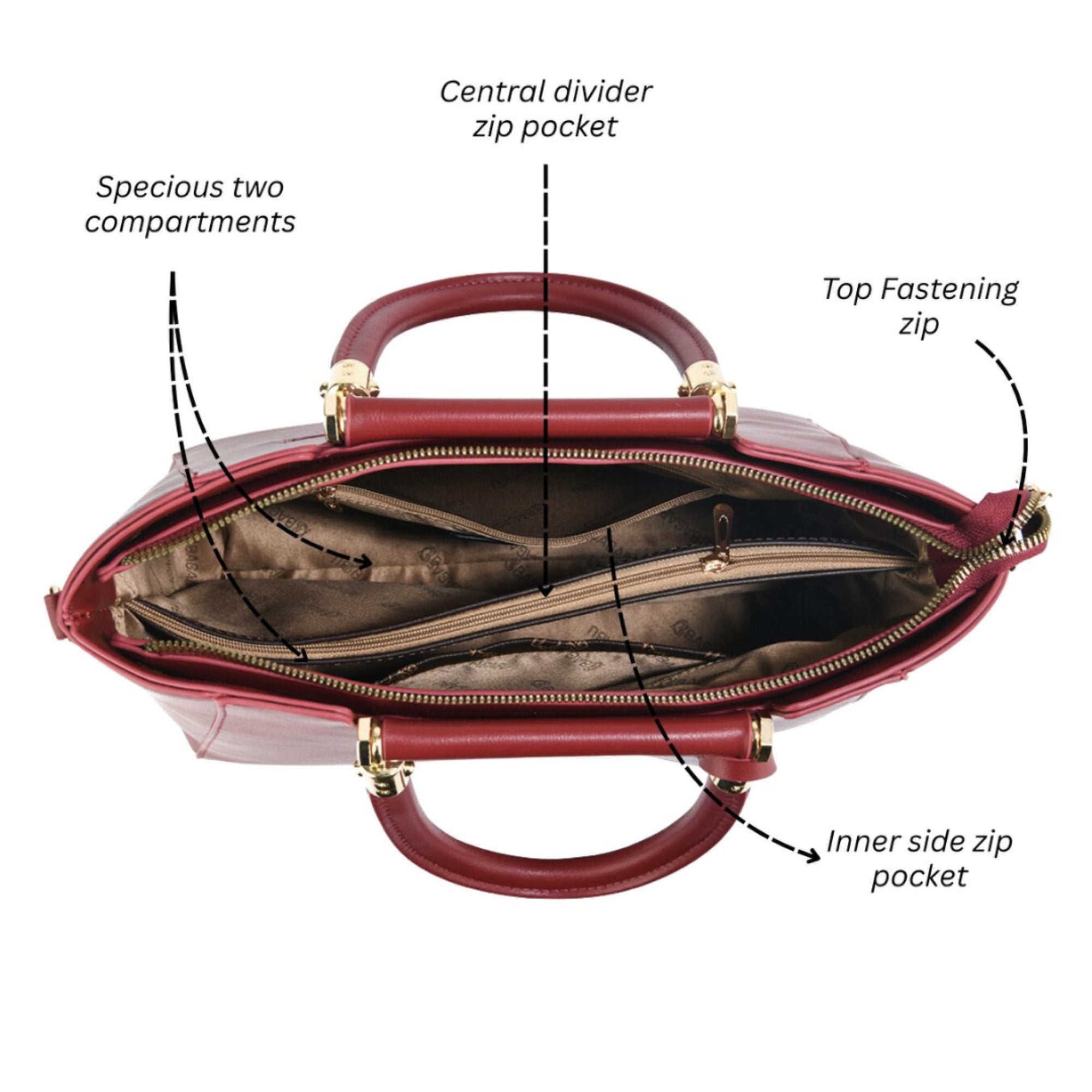 Verona Structured Vegan Leather Work Bag (Red)