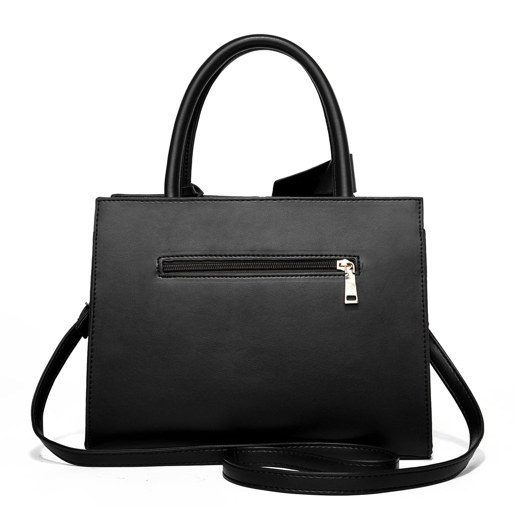 Quadra Luxe Premium Vegan Leather Tote Set (black)