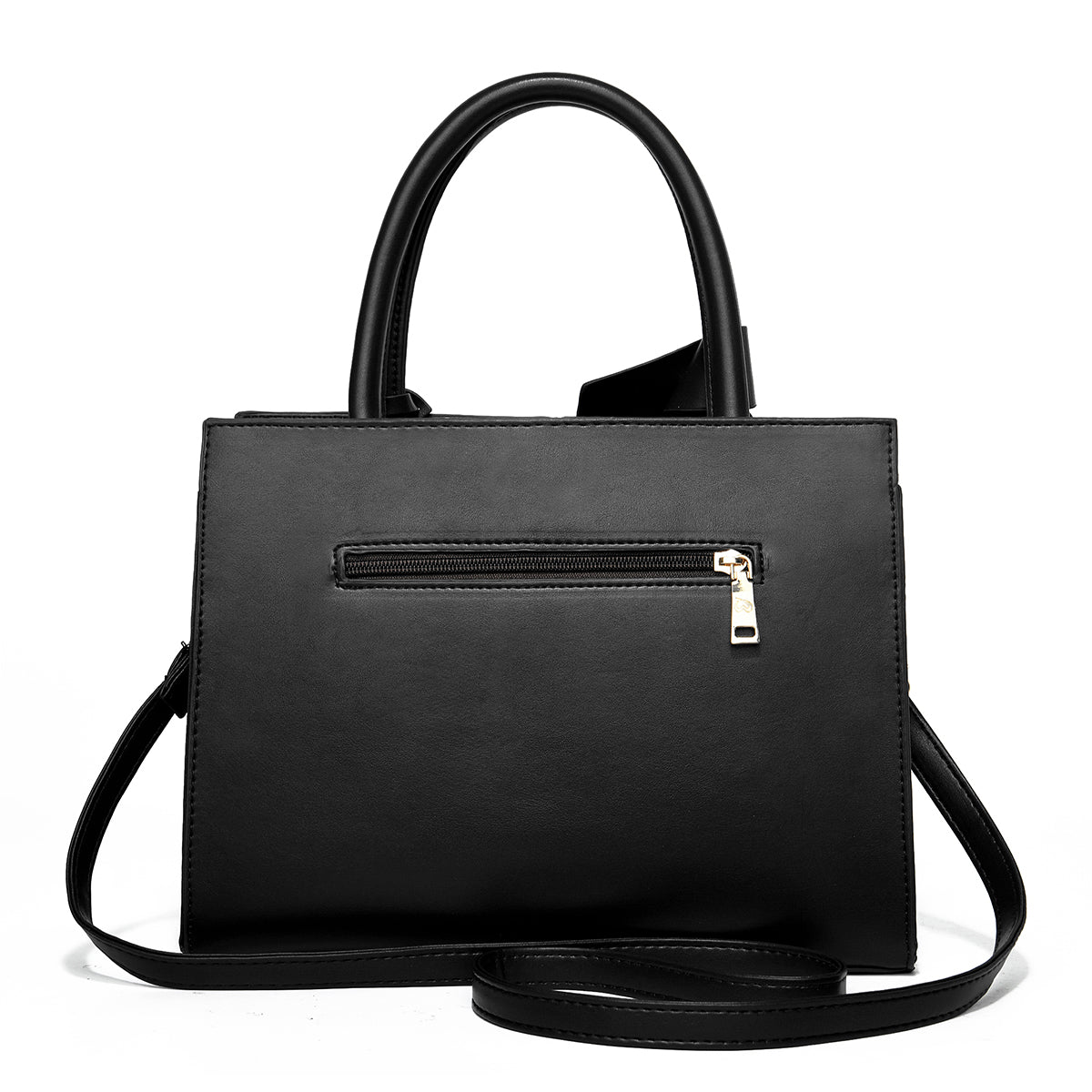 Quadra Luxe Premium Vegan Leather Tote Set (black)
