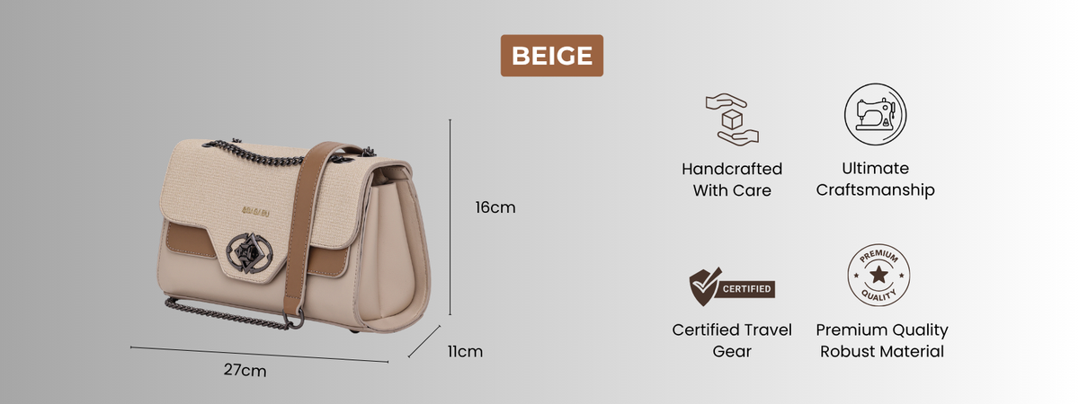 Bagabu Elegance Chain Shoulder Bag for Women (Beige)