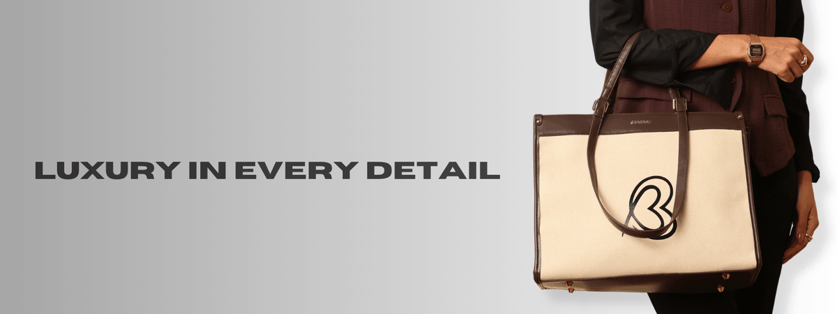 Bagabu Designer-Inspired Linen Fabric Tote (Beige & Coffee)