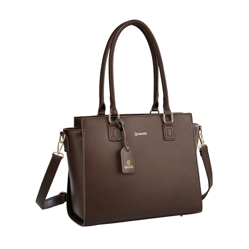 Nova Vegan Leather Laptop Work Bag (Coffee Brown)