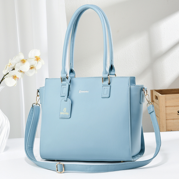 Nova Vegan Leather Laptop Work Bag (Sky Blue)