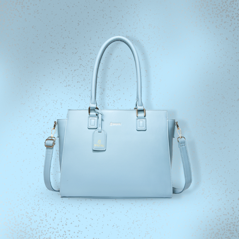 Nova Vegan Leather Laptop Work Bag (Sky Blue)