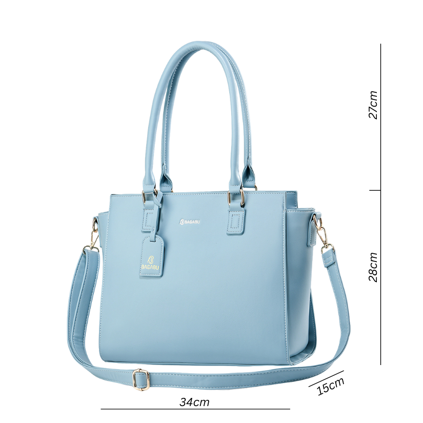 Nova Vegan Leather Laptop Work Bag (Sky Blue)