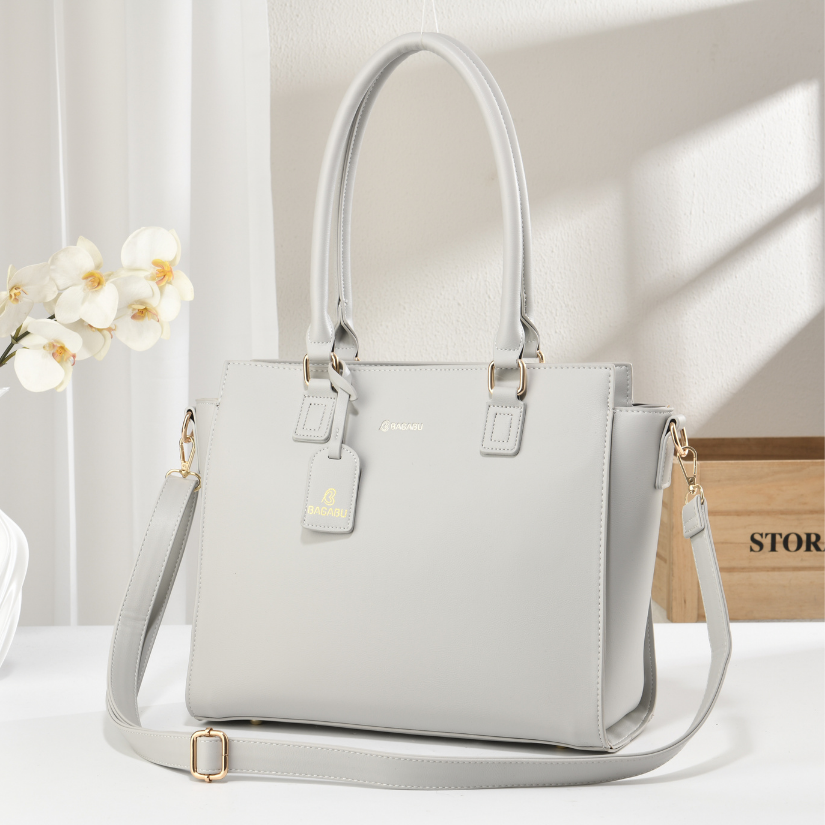 Nova Vegan Leather Laptop Work Bag (Grey)