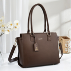 Nova Vegan Leather Laptop Work Bag (Coffee Brown)