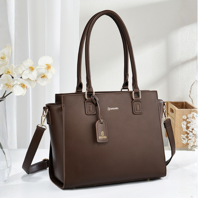 Nova Vegan Leather Laptop Work Bag (Coffee Brown)