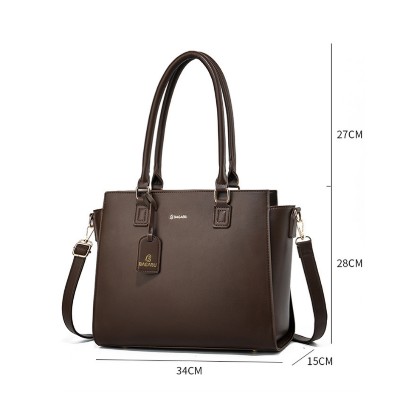 Nova Vegan Leather Laptop Work Bag (Coffee Brown)