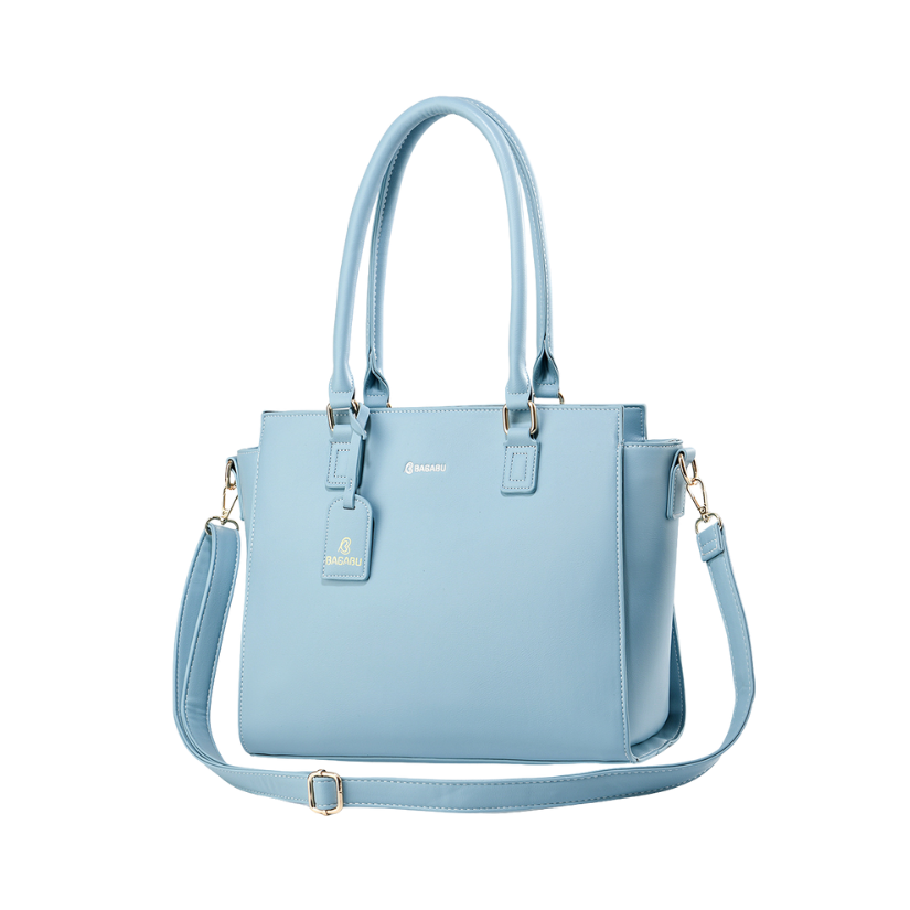 Nova Vegan Leather Laptop Work Bag (Sky Blue)