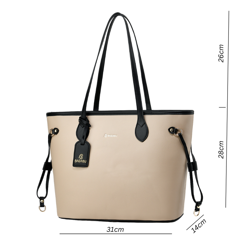 Elara Vegan Leather Tote Bag (Khaki)