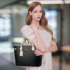 Elara Vegan Leather Tote Bag (Black)