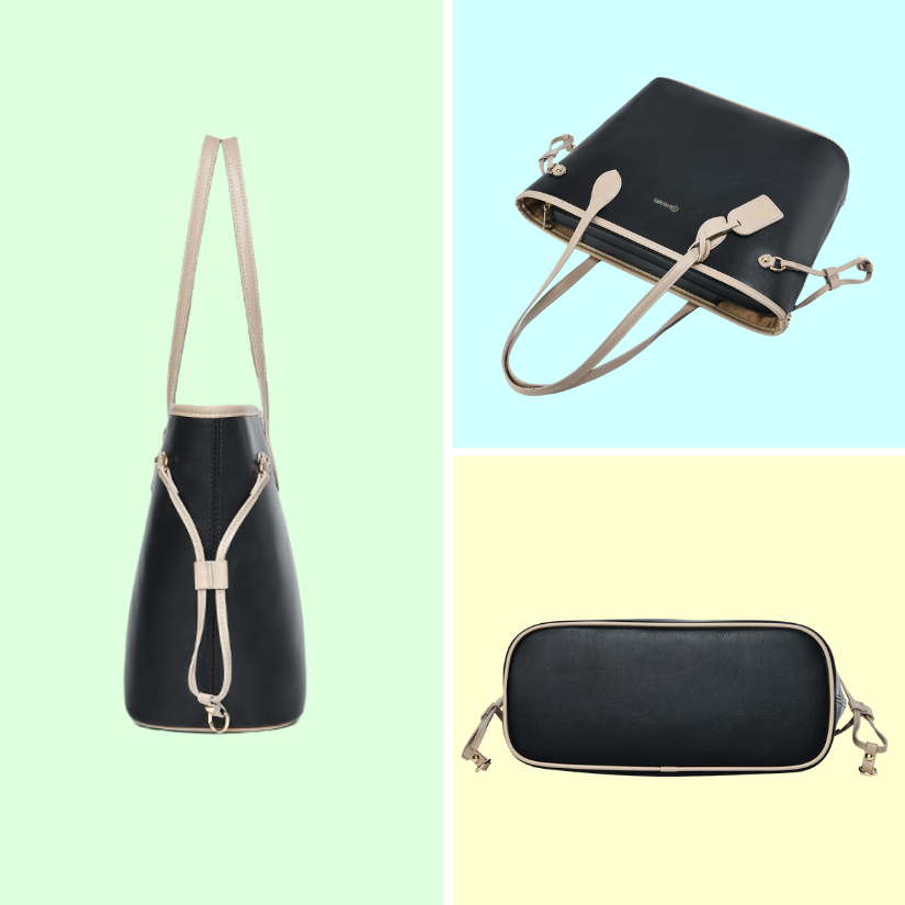Elara Vegan Leather Tote Bag (Black)