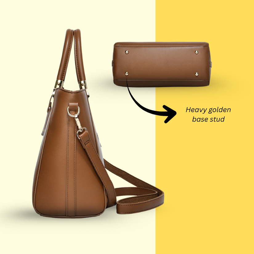 Verona Structured Vegan Leather Work Bag (Brown)