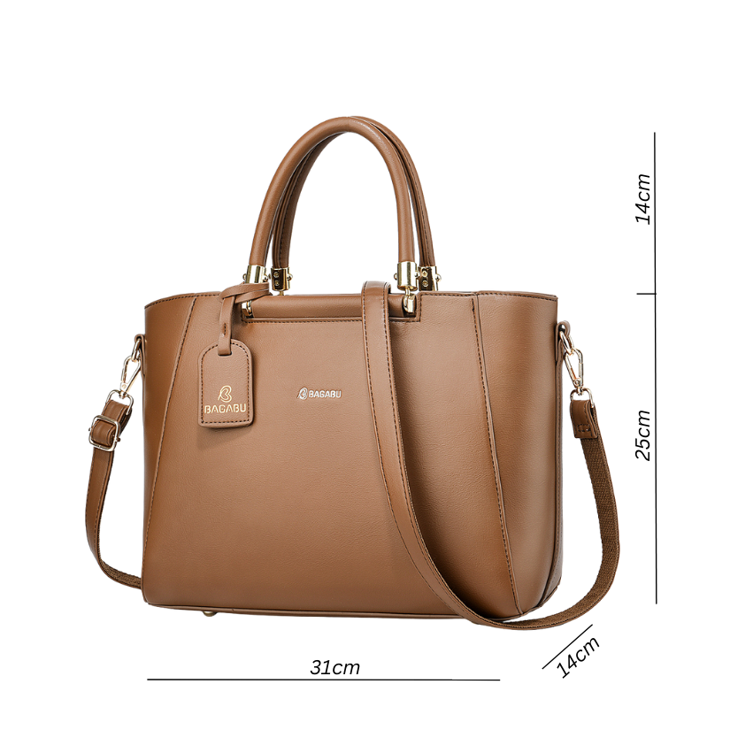 Verona Structured Vegan Leather Work Bag (Brown)