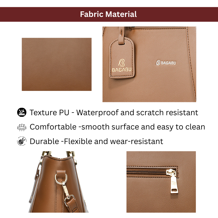 Verona Structured Vegan Leather Work Bag (Brown)