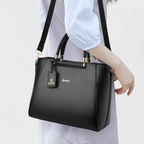 Verona Structured Vegan Leather Work Bag (Black)