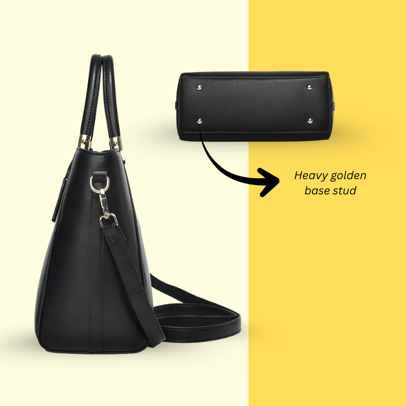 Verona Structured Vegan Leather Work Bag (Black)