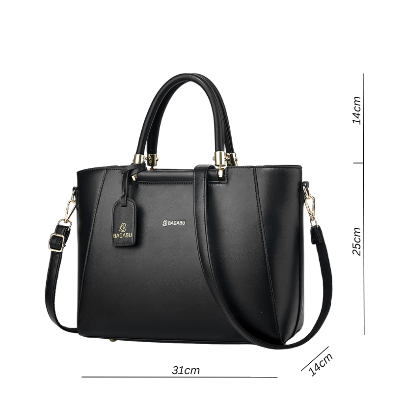 Verona Structured Vegan Leather Work Bag (Black)